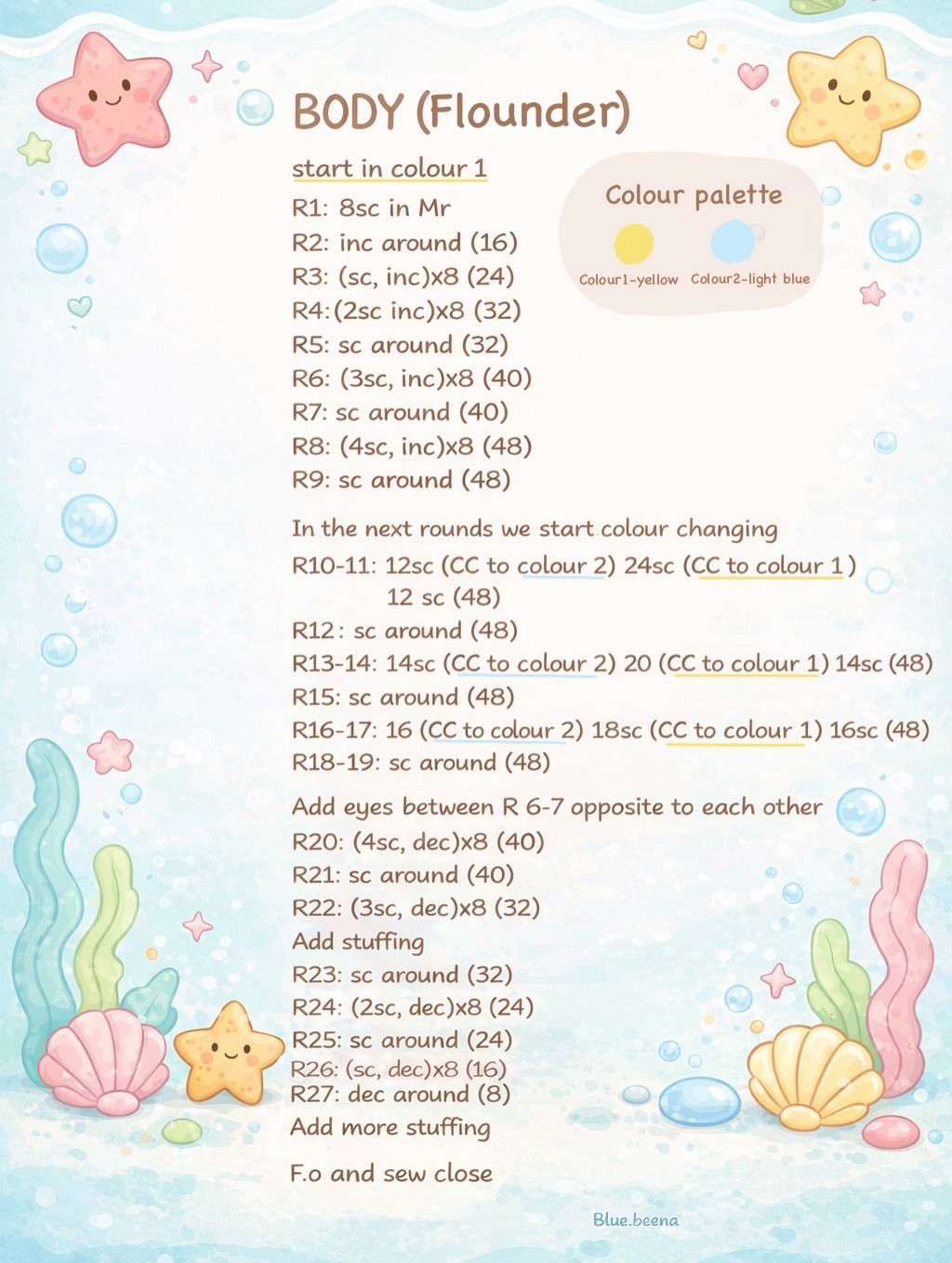 Free Crochet Pattern: Cute Chubby Nemo and Flounder Amigurumi Fish Tutorial