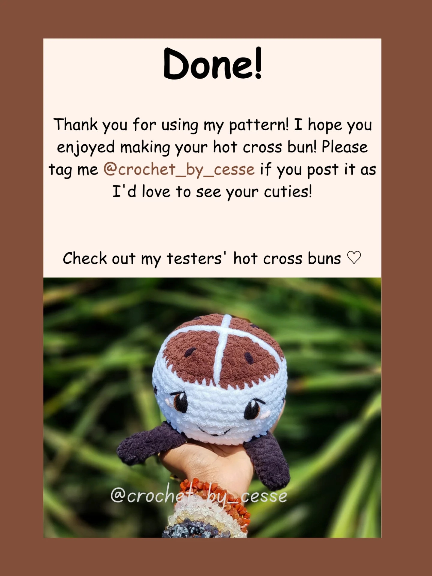 Free Crochet Pattern: Cute Hot Cross Bun Amigurumi Doll - No-Sew Tutorial