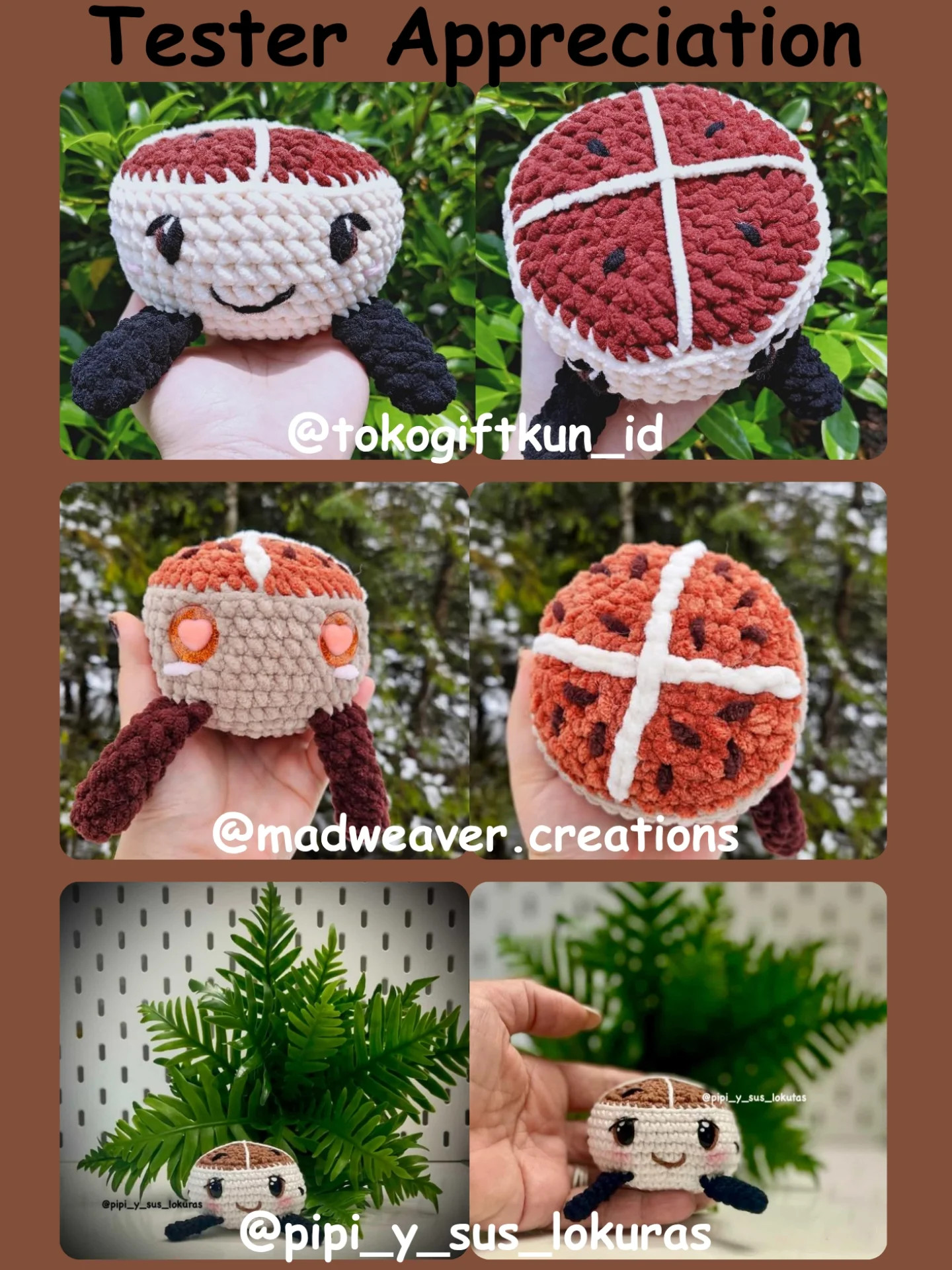 Free Crochet Pattern: Cute Hot Cross Bun Amigurumi Doll - No-Sew Tutorial