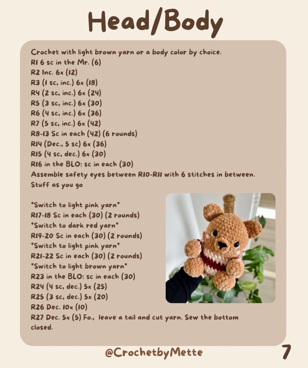 Free Crochet Pattern: Cute Little Bear Amigurumi with Red and White Sweater