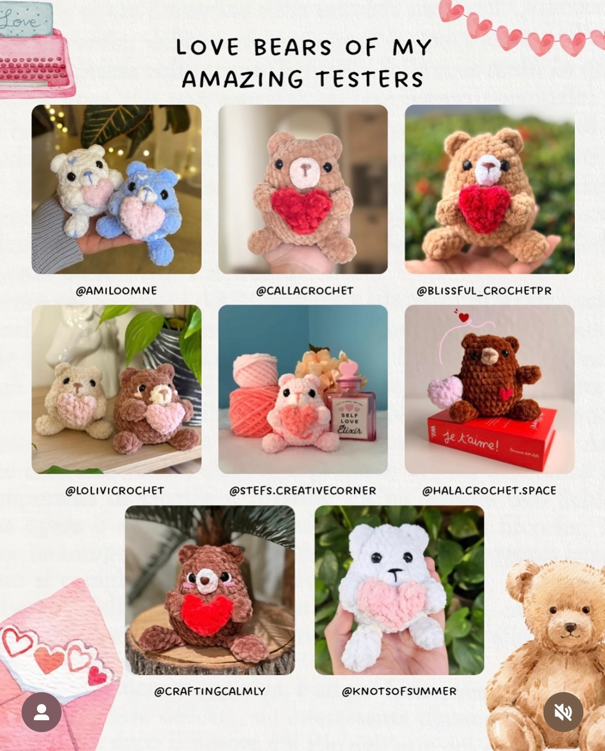 Free Crochet Pattern: Cute Love Bear Amigurumi with Red Heart