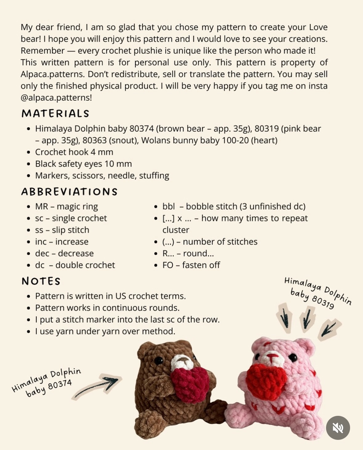 Free Crochet Pattern: Cute Love Bear Amigurumi with Red Heart