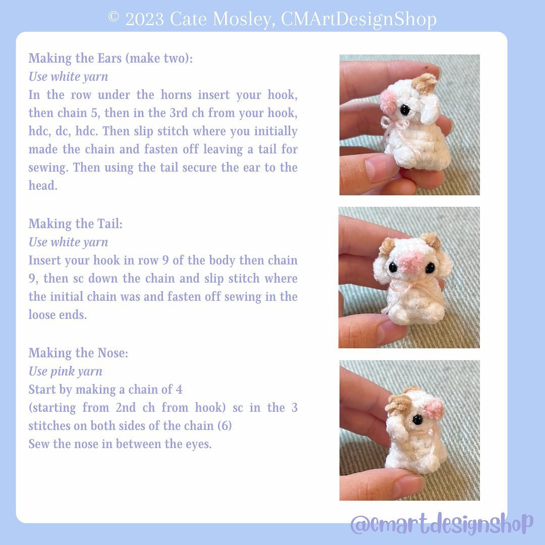 Free Crochet Pattern: Cute Mini Cow and Giraffe Amigurumi Dolls by CMartDesignShop