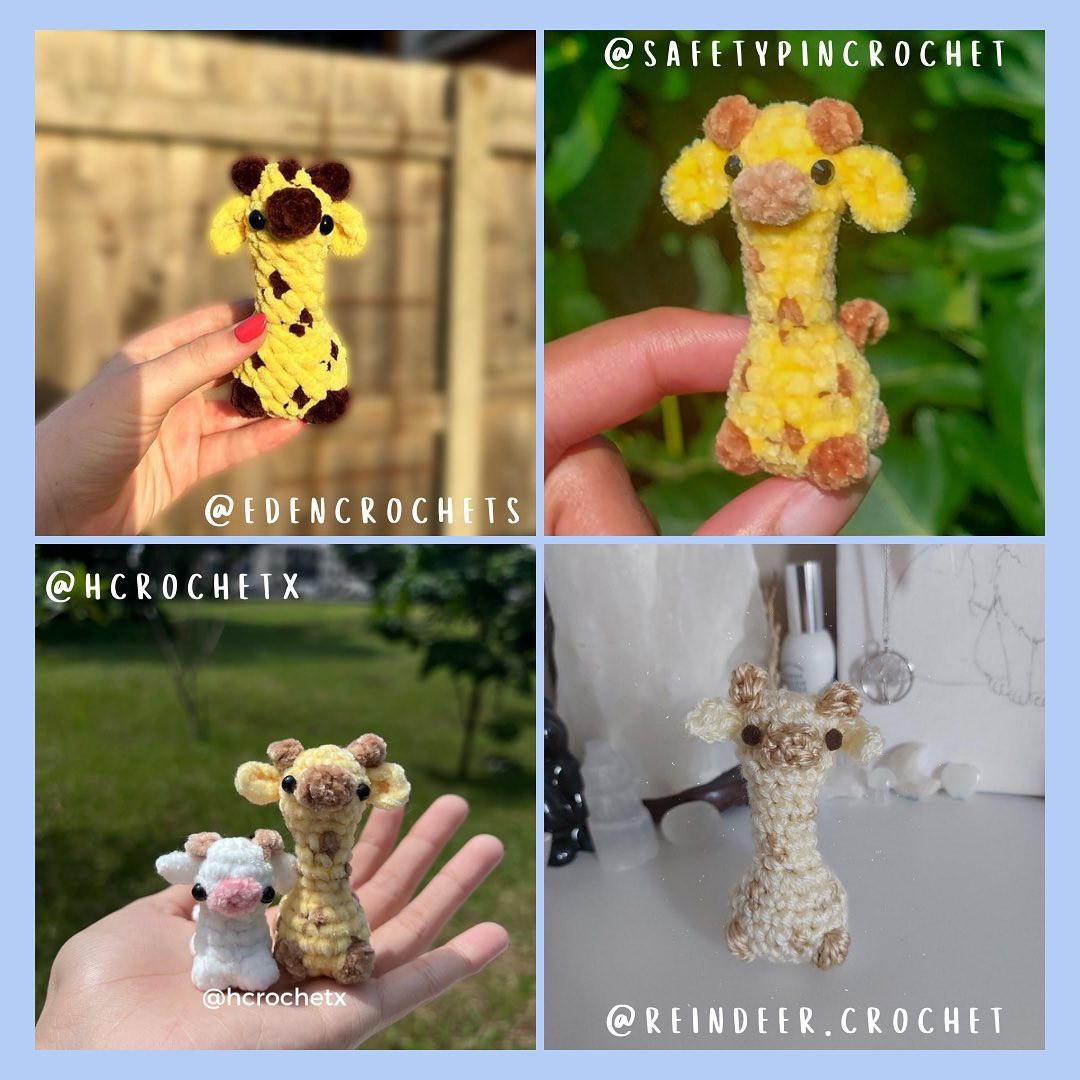 Free Crochet Pattern: Cute Mini Cow and Giraffe Amigurumi Dolls by CMartDesignShop