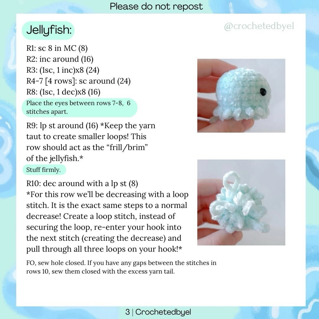 Free Crochet Pattern: Cute Mini Jellyfish Plushies Made with Velvet Yarn and Loop Stitch
