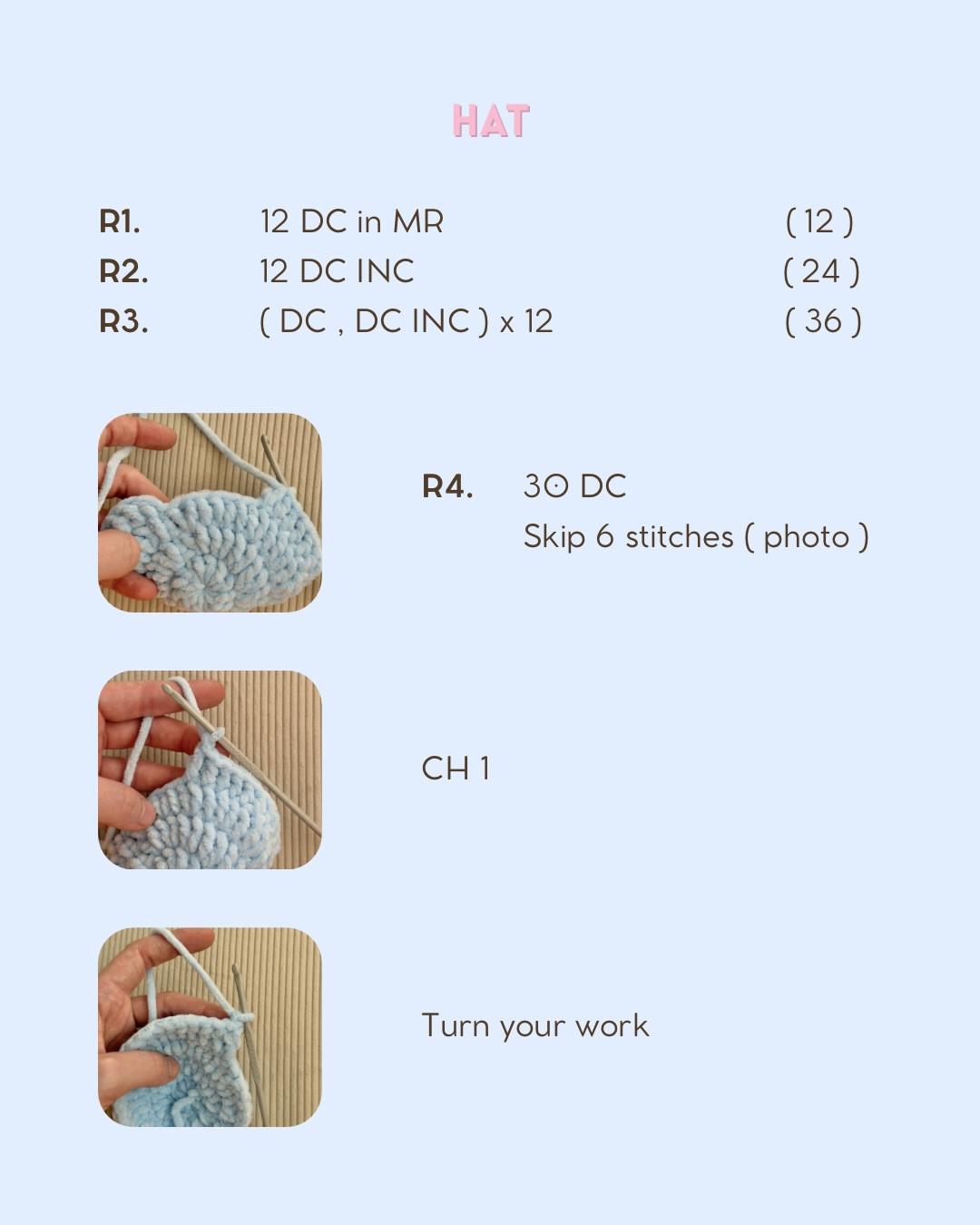 Free Crochet Pattern: Cute Pink Piggy with Blue Bunny Hat and Carrot