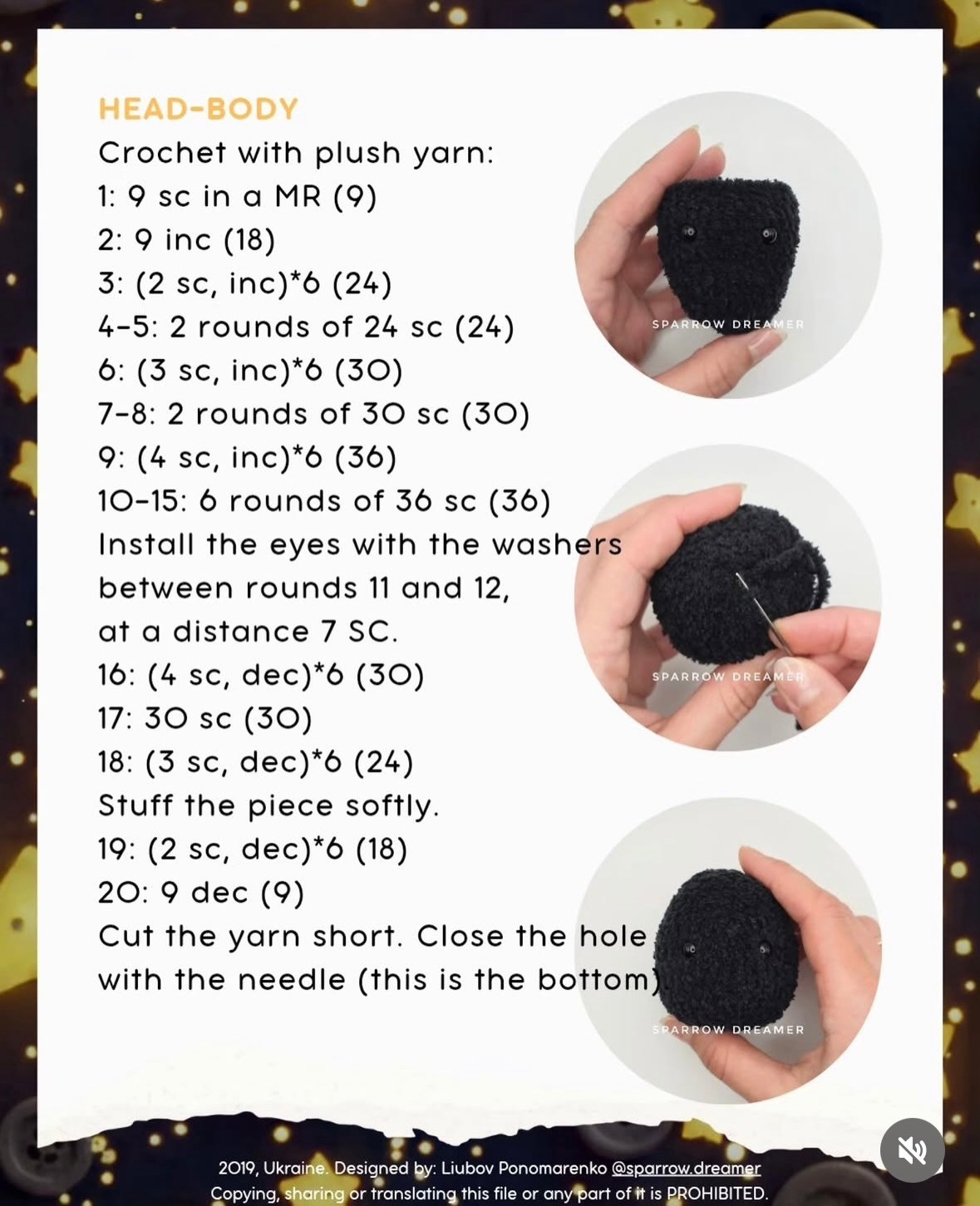 Free Crochet Pattern: Cute Plush Birds (Yellow & Black) - Amigurumi Tutorial