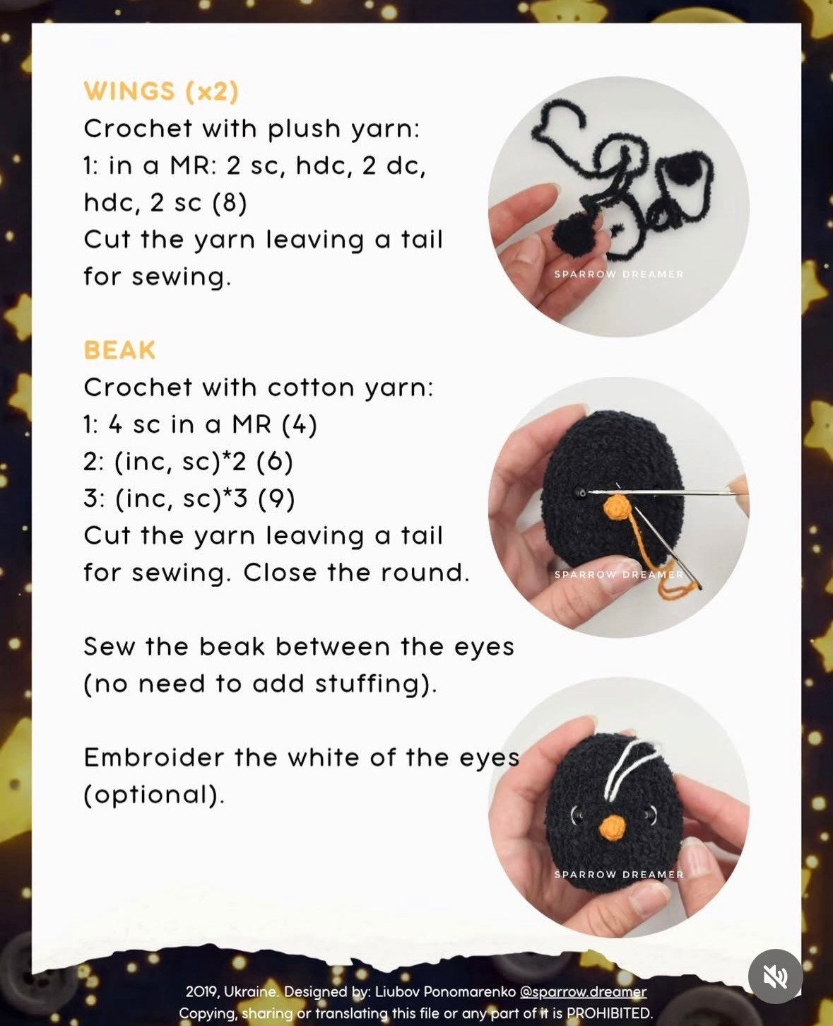 Free Crochet Pattern: Cute Plush Birds (Yellow & Black) - Amigurumi Tutorial