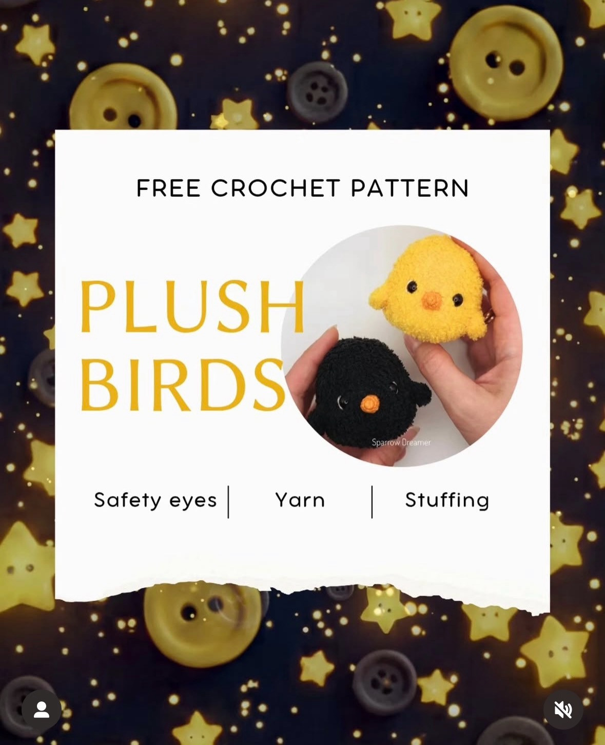 Free Crochet Pattern: Cute Plush Birds (Yellow & Black) - Amigurumi Tutorial