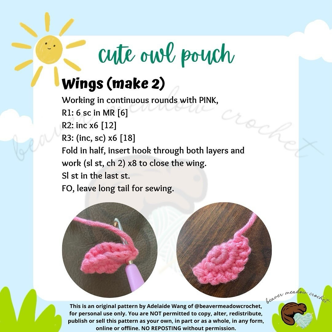 Free Crochet Pattern: Cute Purple Owl Pouch with Pink Wings