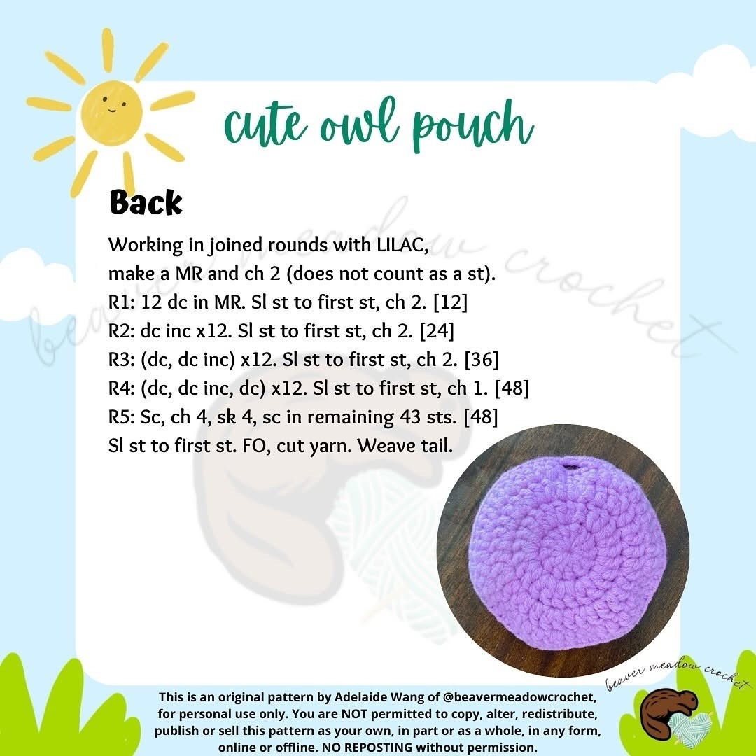 Free Crochet Pattern: Cute Purple Owl Pouch with Pink Wings