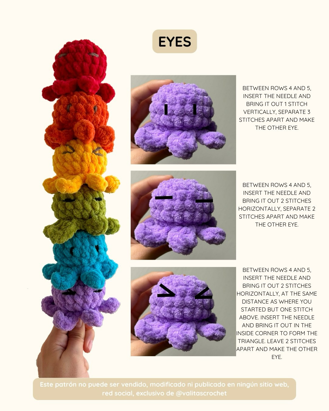 Free Crochet Pattern: Cute Rainbow Octopus Amigurumi by Valita's Crochet