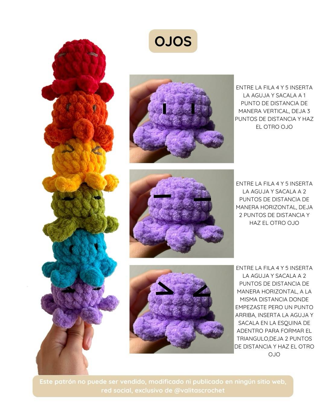 Free Crochet Pattern: Cute Rainbow Octopus Amigurumi by Valita's Crochet