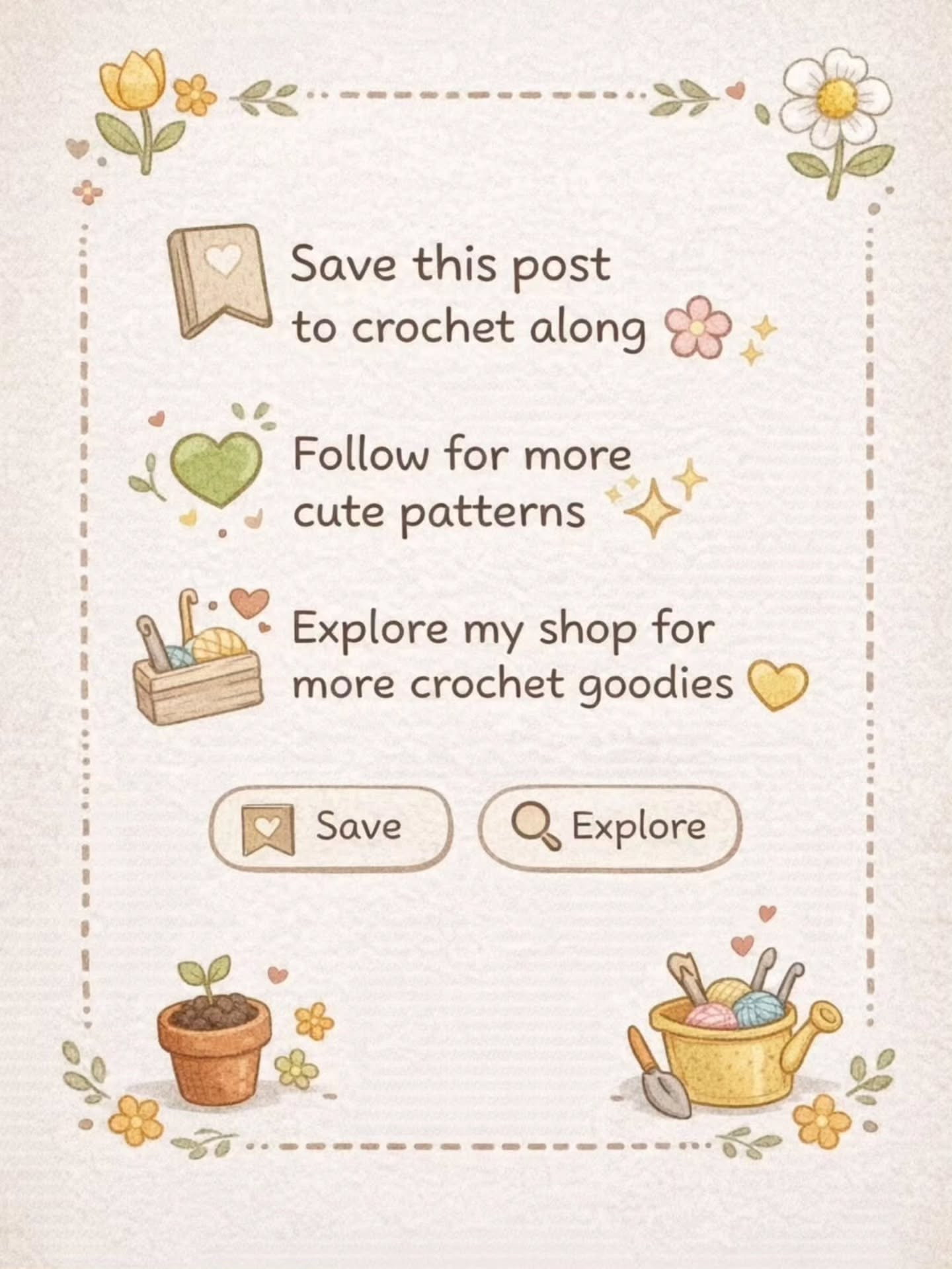Free Crochet Pattern: Cute Smiling Daisy Flower in Pot