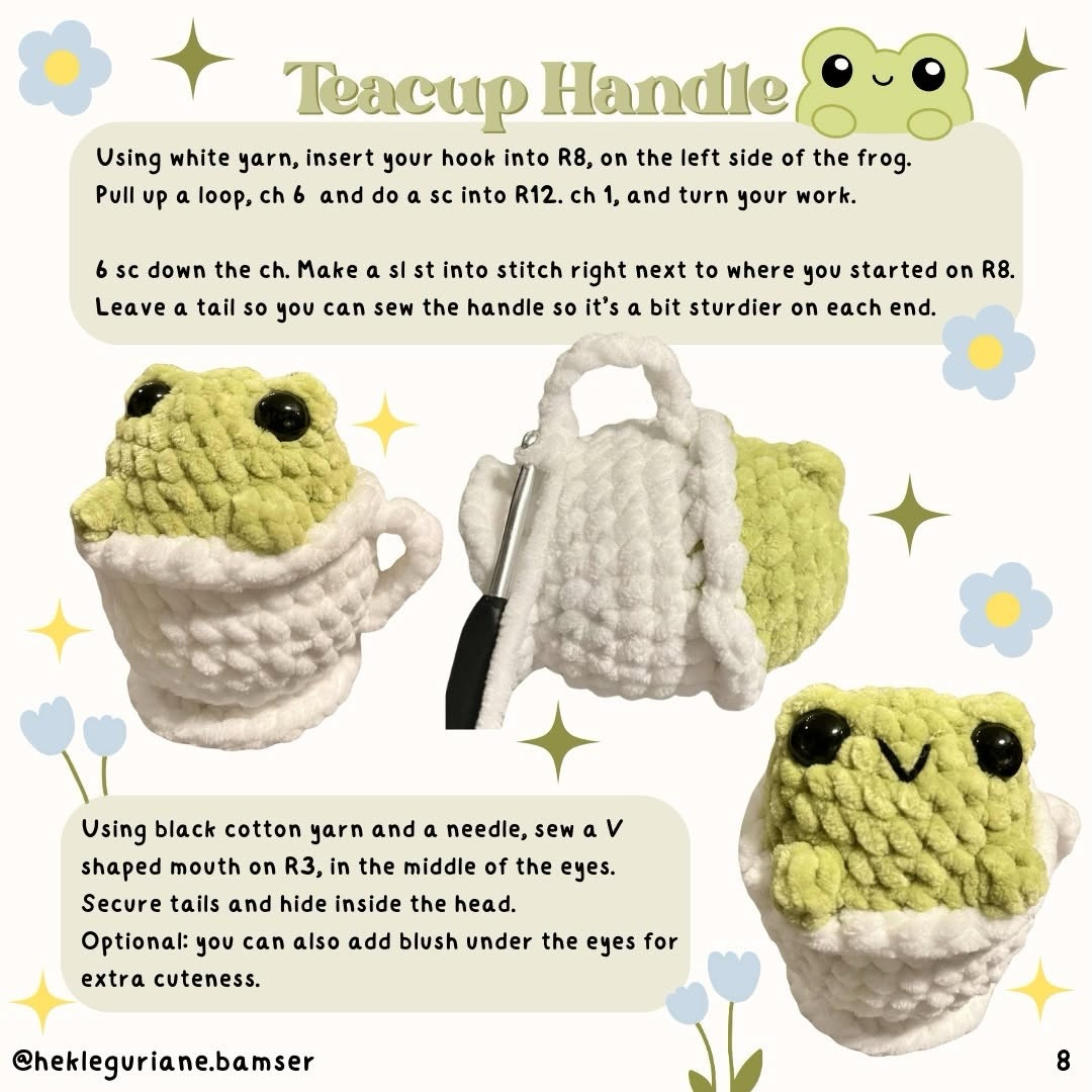 Free Crochet Pattern: Cute Teacup Frog Amigurumi Made with Chenille Yarn
