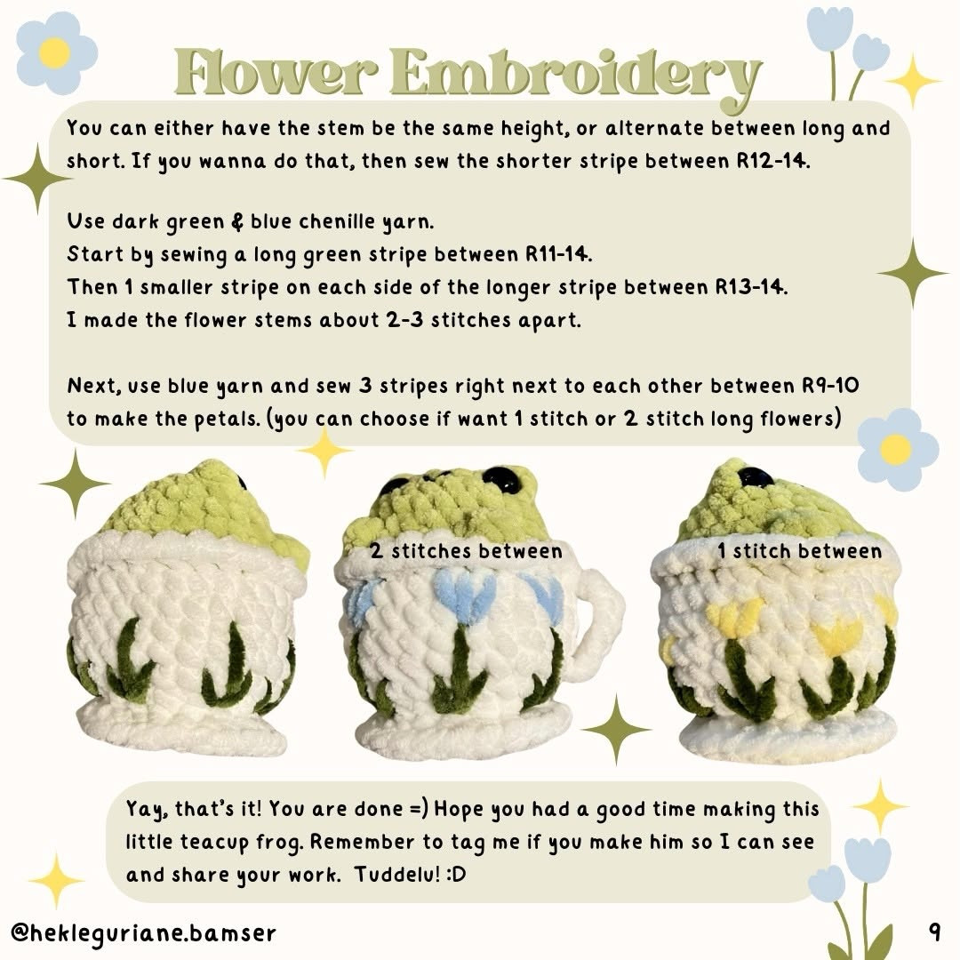 Free Crochet Pattern: Cute Teacup Frog Amigurumi Made with Chenille Yarn