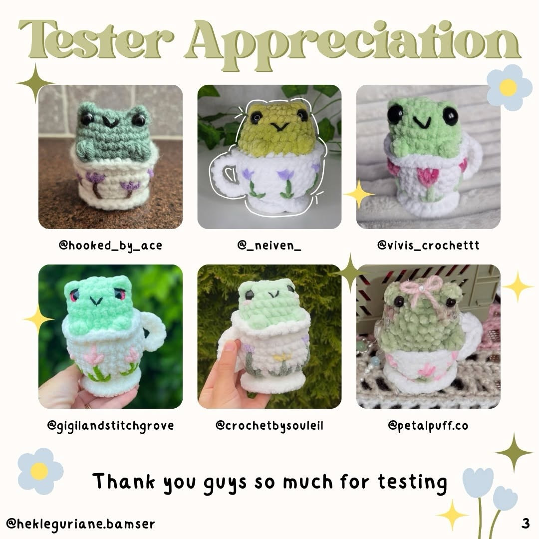 Free Crochet Pattern: Cute Teacup Frog Amigurumi Made with Chenille Yarn