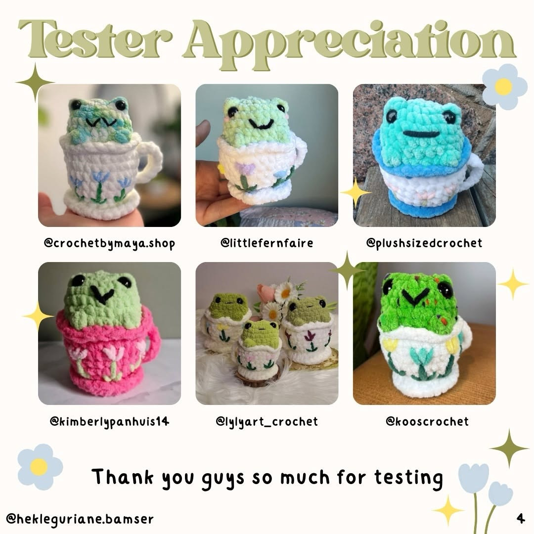 Free Crochet Pattern: Cute Teacup Frog Amigurumi Made with Chenille Yarn