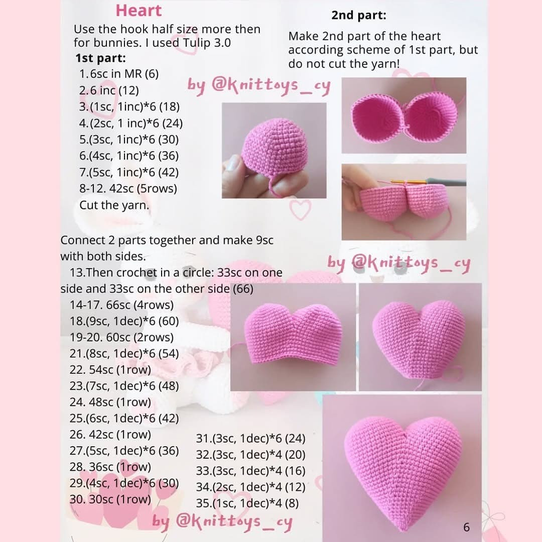 Free Crochet Pattern: Cute White Bunny Amigurumi Couple with Pink Heart