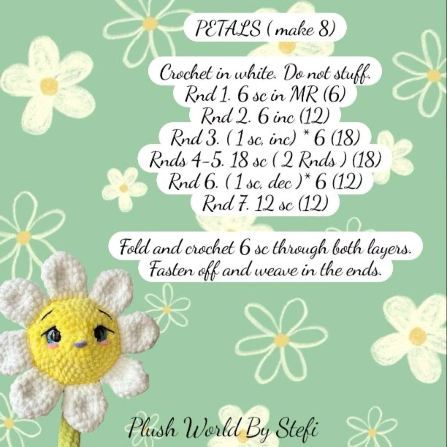 Free Crochet Pattern: Daisy the Flower - Cute Amigurumi with Yellow Center and White Petals