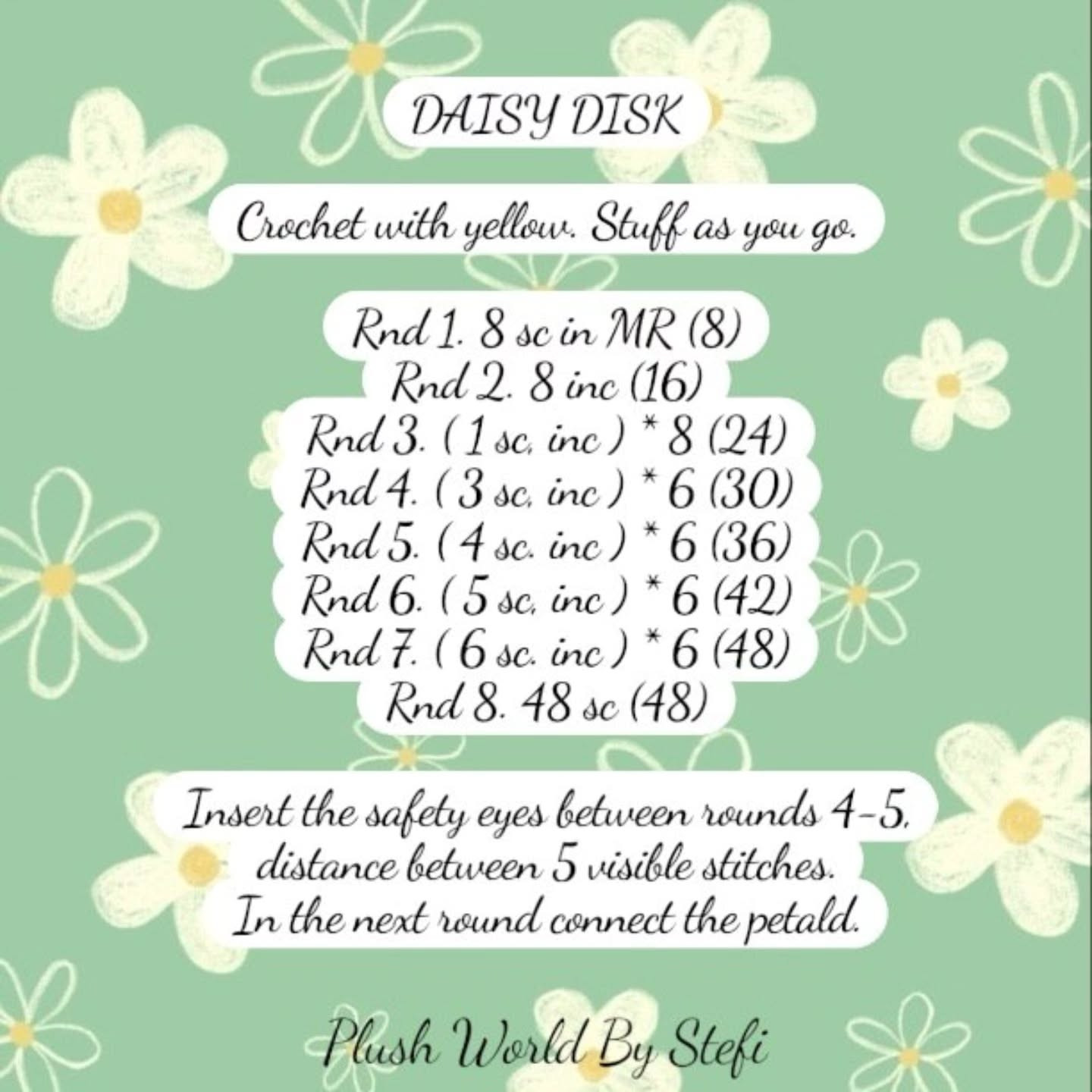 Free Crochet Pattern: Daisy the Flower - Cute Amigurumi with Yellow Center and White Petals