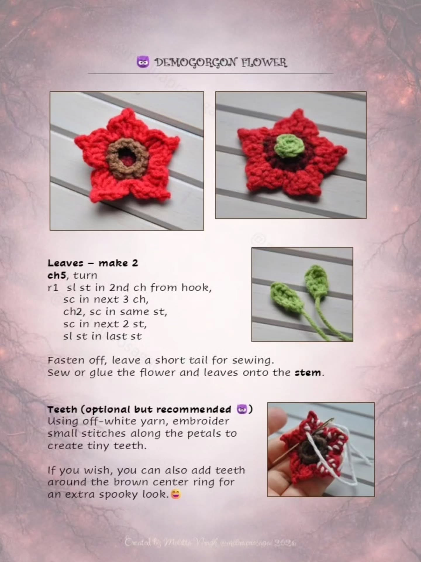 Free Crochet Pattern: Demogorgon Flower from Stranger Things - Spooky Red Amigurumi with Teeth