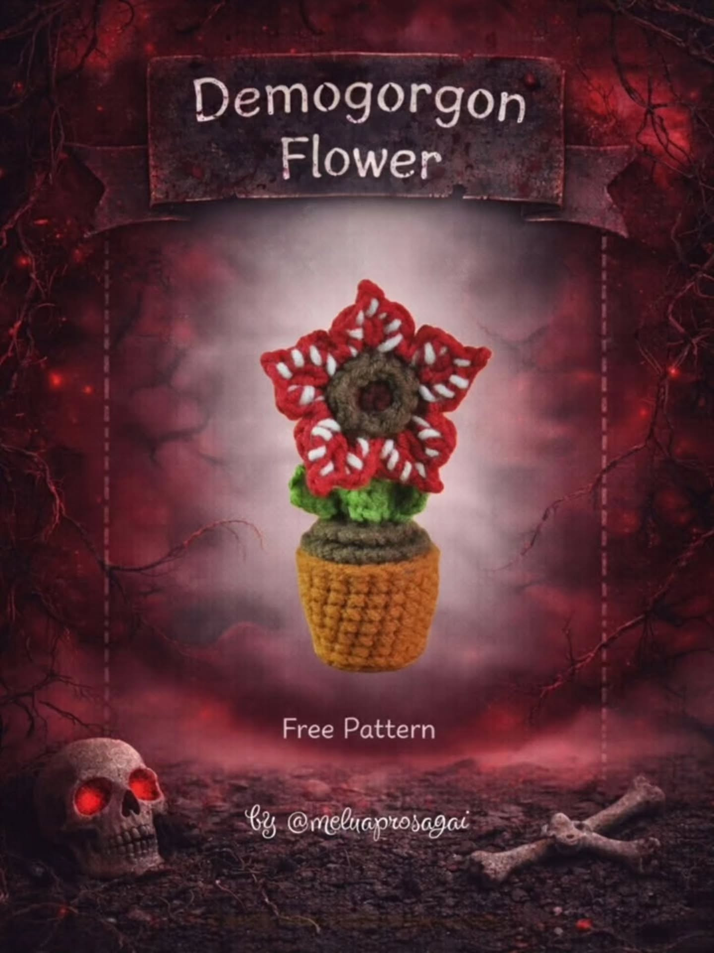 Free Crochet Pattern: Demogorgon Flower from Stranger Things - Spooky Red Amigurumi with Teeth