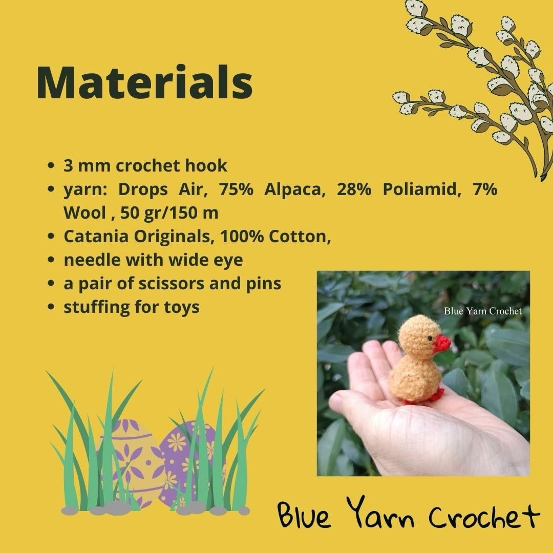 Free Crochet Pattern Easter Chick by Blue Yarn Crochet