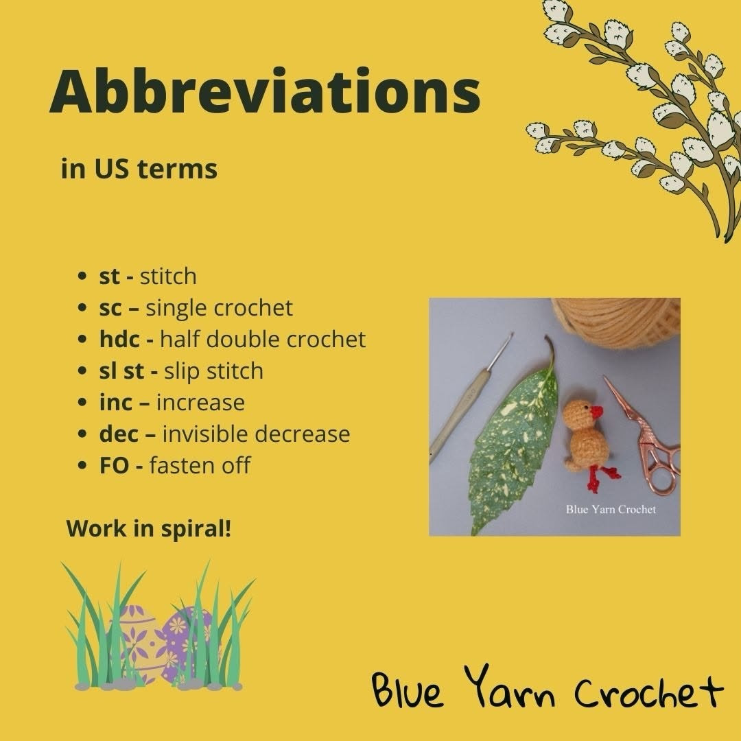 Free Crochet Pattern Easter Chick by Blue Yarn Crochet
