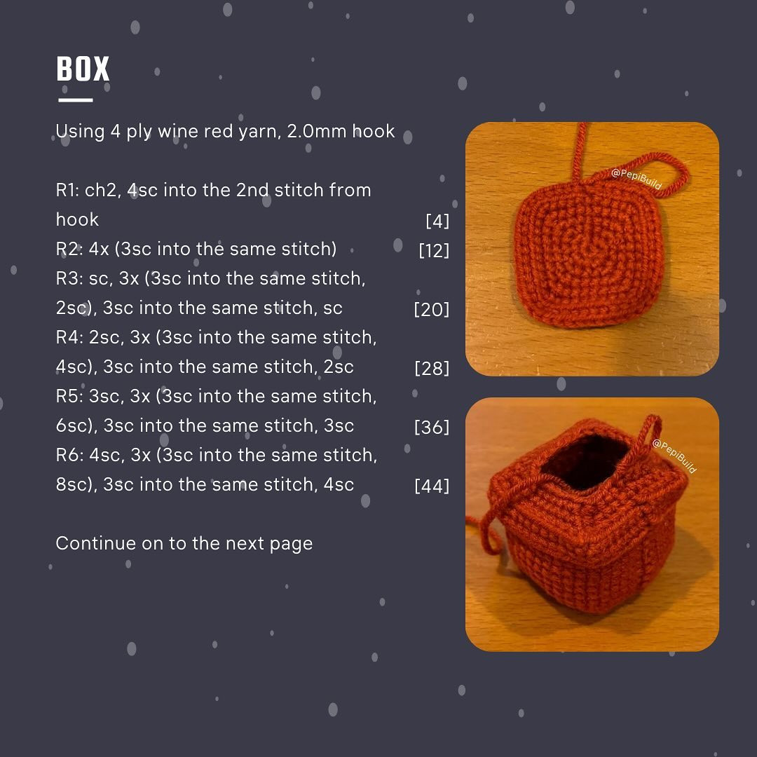 Free Crochet Pattern: Festive Red and White Present Box with Ribbon