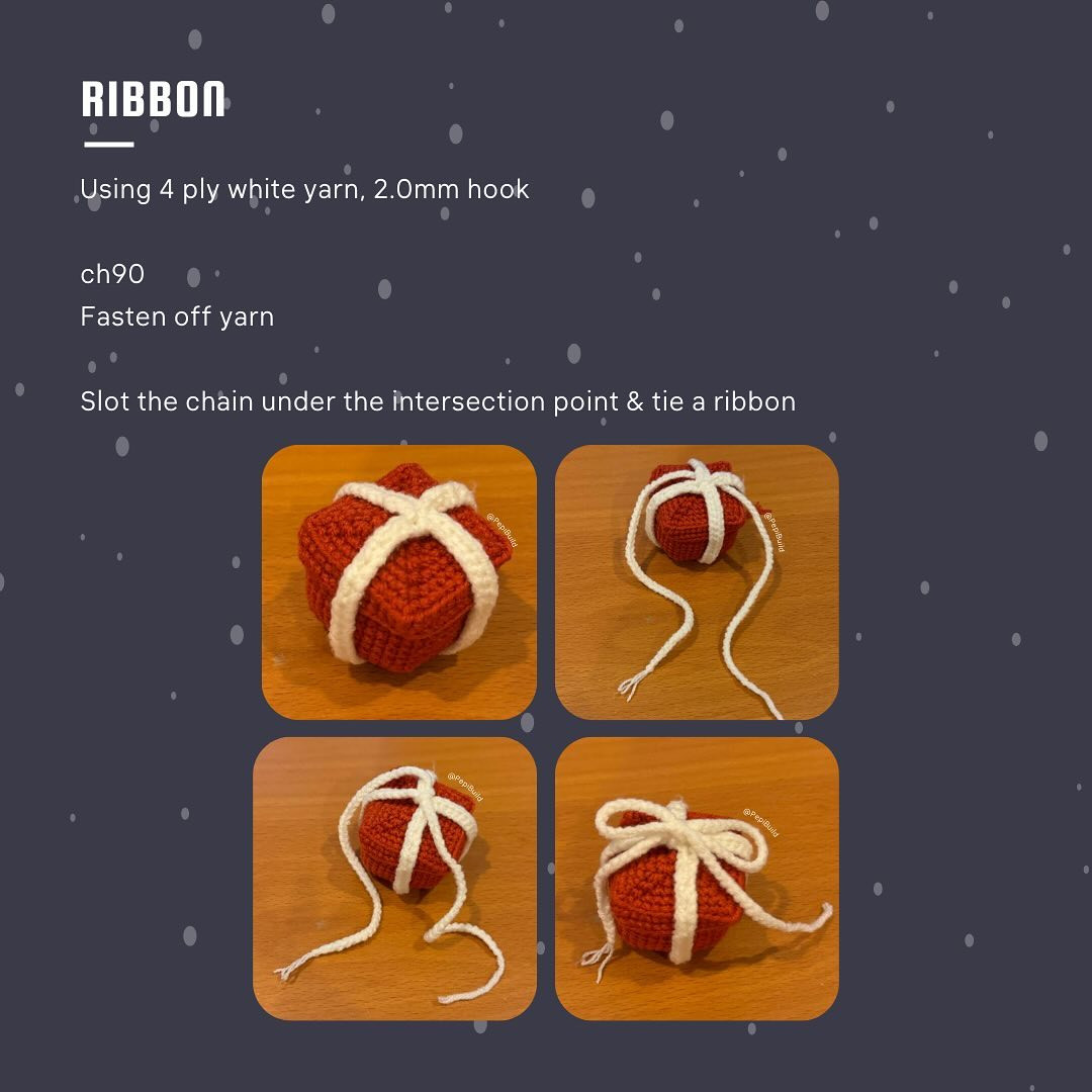 Free Crochet Pattern: Festive Red and White Present Box with Ribbon