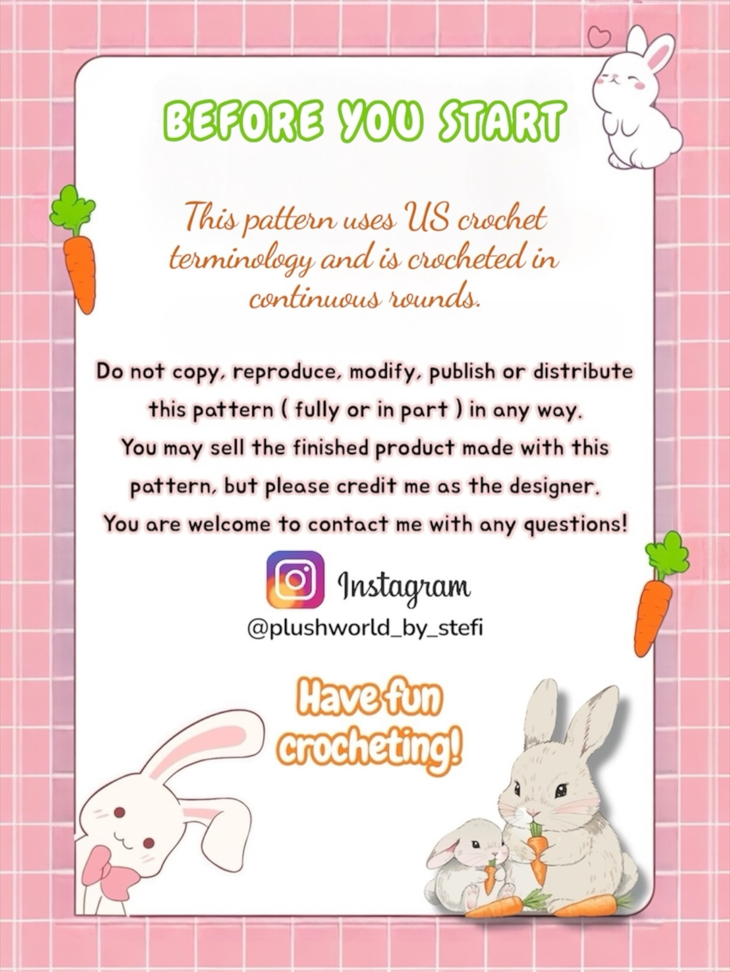 Free Crochet Pattern Fifi the Bunny by Plush World By Stefi