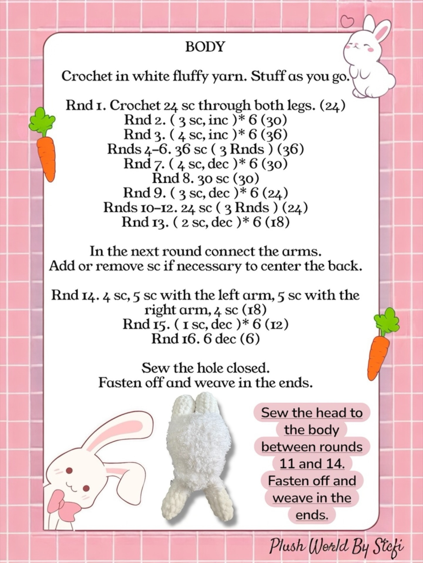 Free Crochet Pattern Fifi the Bunny by Plush World By Stefi