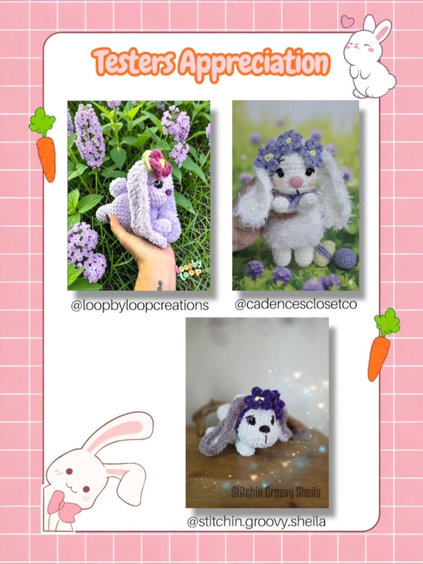 Free Crochet Pattern: Fifi the Bunny - Cute White Plush Amigurumi with Pink Floral Crown