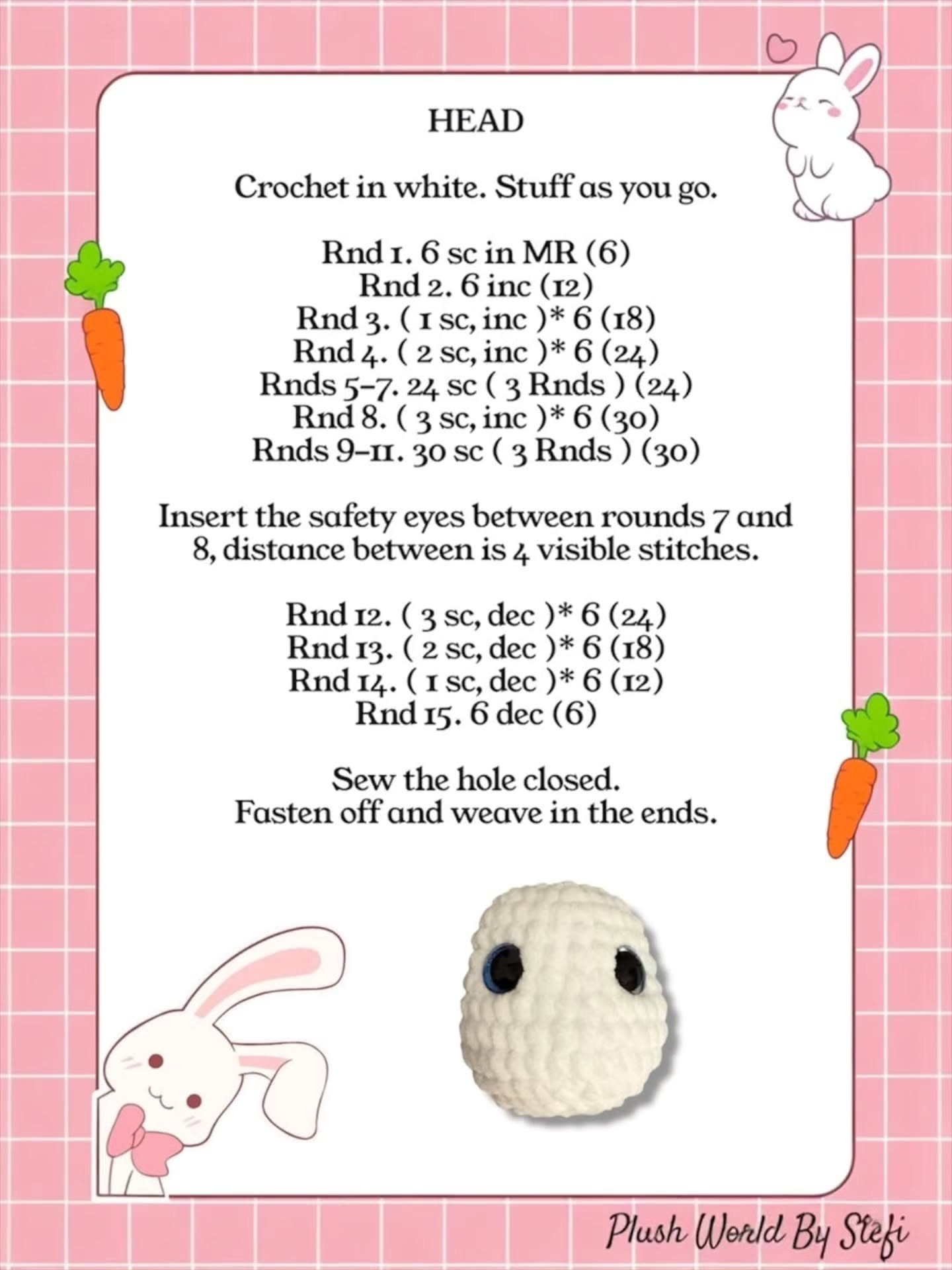 Free Crochet Pattern: Fifi the Bunny - Cute White Plush Amigurumi with Pink Floral Crown