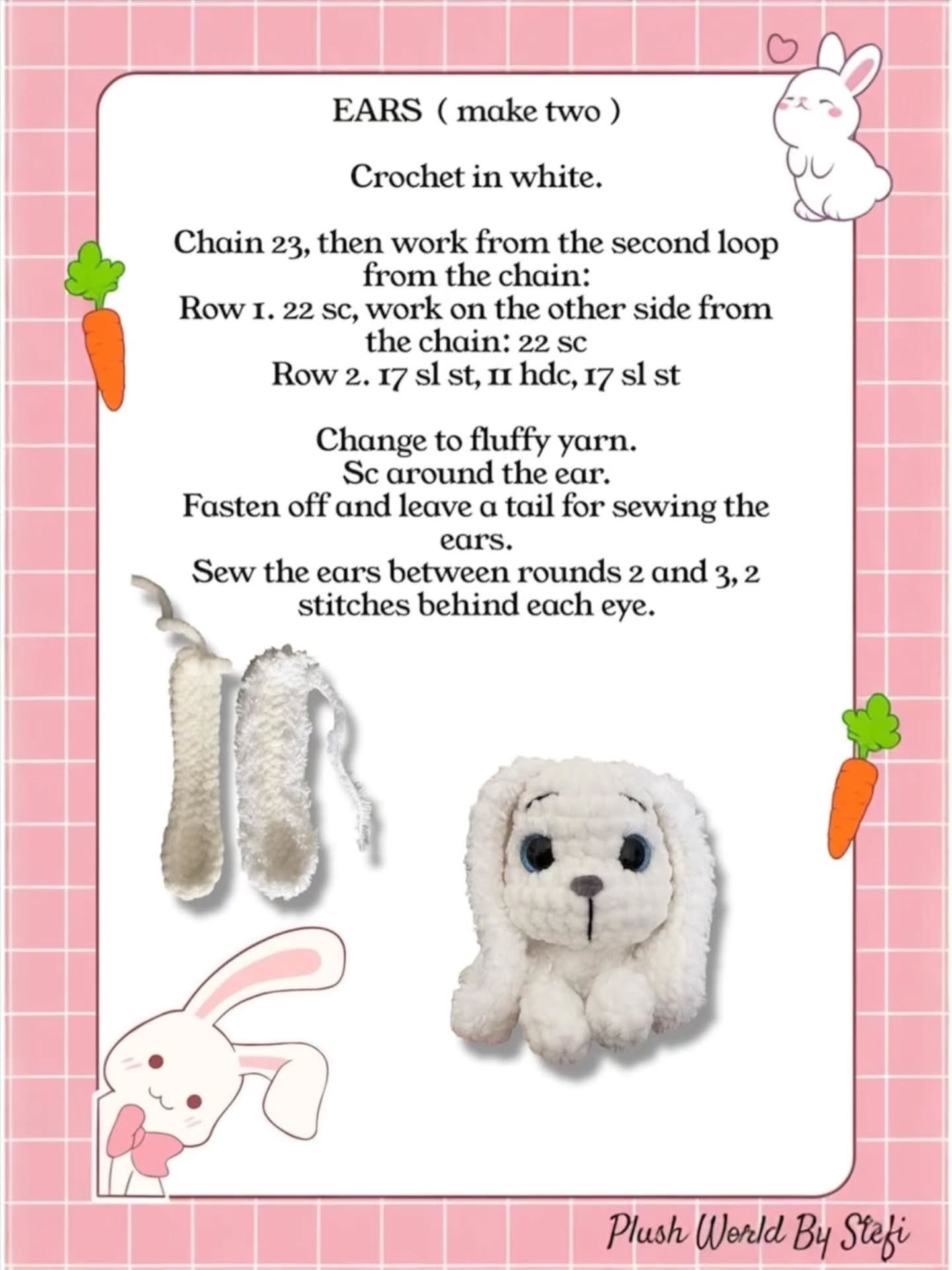Free Crochet Pattern: Fifi the Bunny - Cute White Plush Amigurumi with Pink Floral Crown
