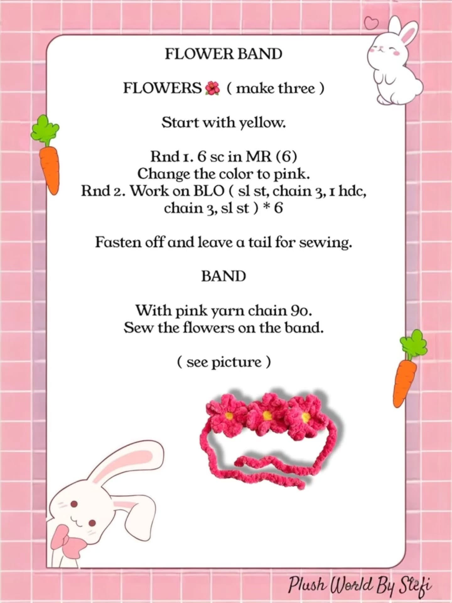 Free Crochet Pattern: Fifi the Bunny - Cute White Plush Amigurumi with Pink Floral Crown
