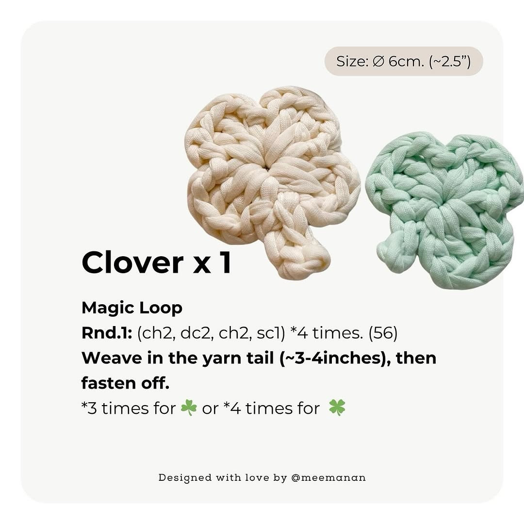 Free Crochet Pattern: Flower, Clover, Heart, Bunny & Bear Shapes by Meemanan