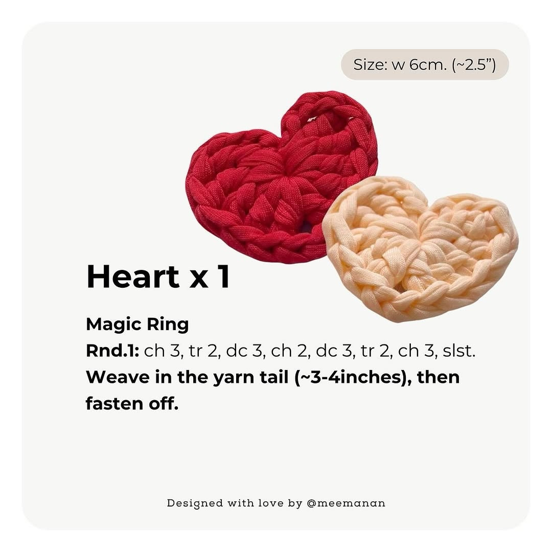 Free Crochet Pattern: Flower, Clover, Heart, Bunny & Bear Shapes by Meemanan