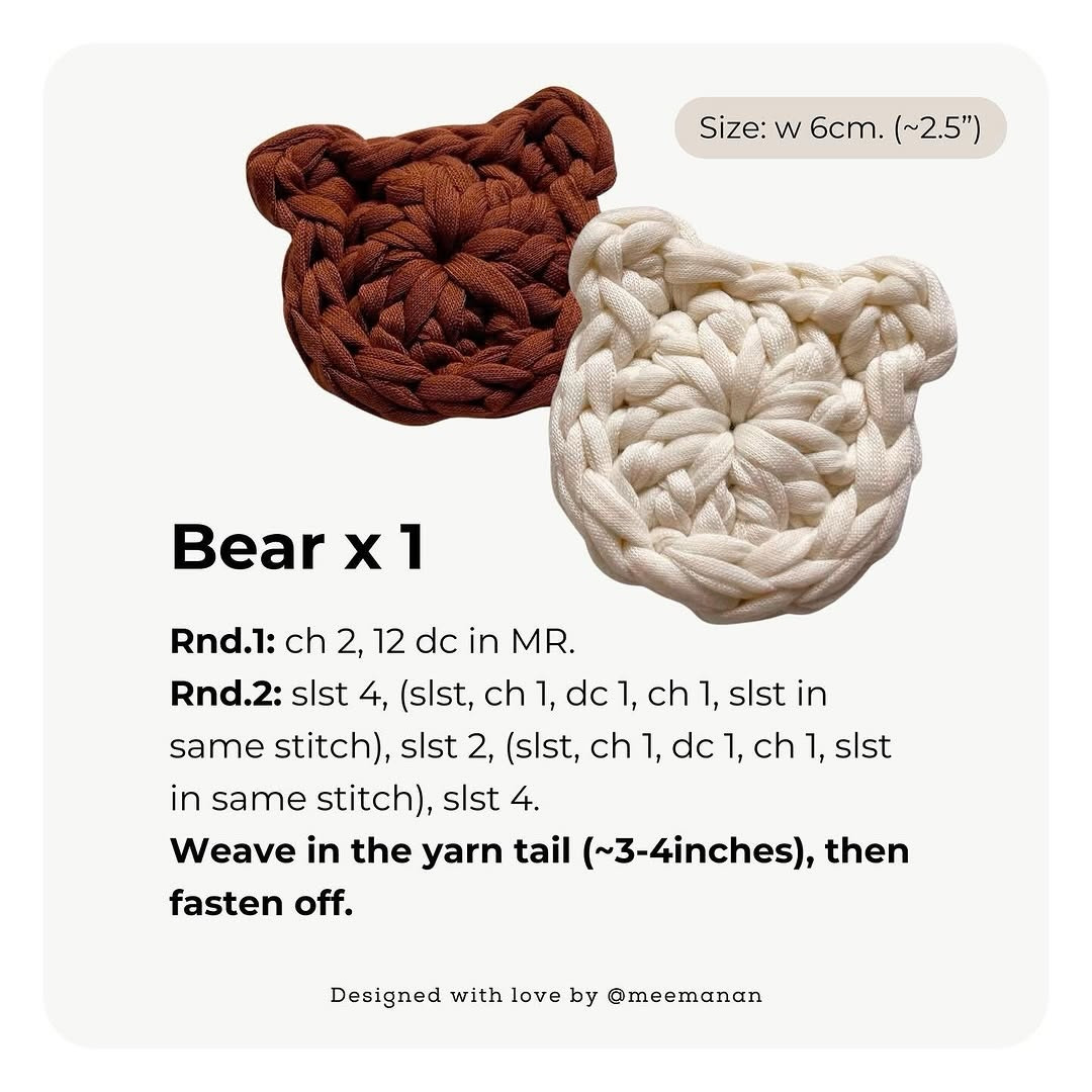 Free Crochet Pattern: Flower, Clover, Heart, Bunny & Bear Shapes by Meemanan
