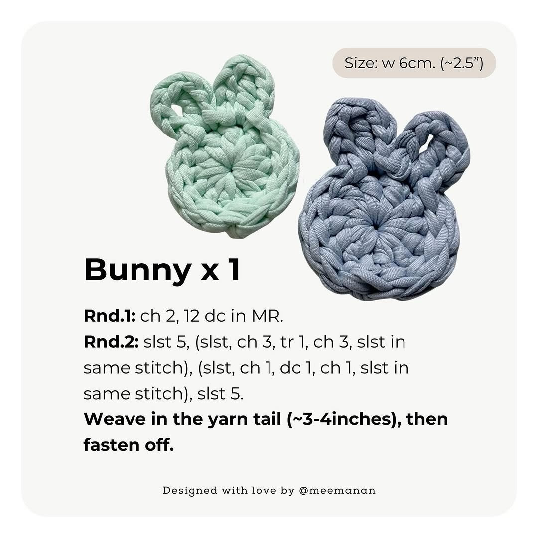 Free Crochet Pattern: Flower, Clover, Heart, Bunny & Bear Shapes by Meemanan