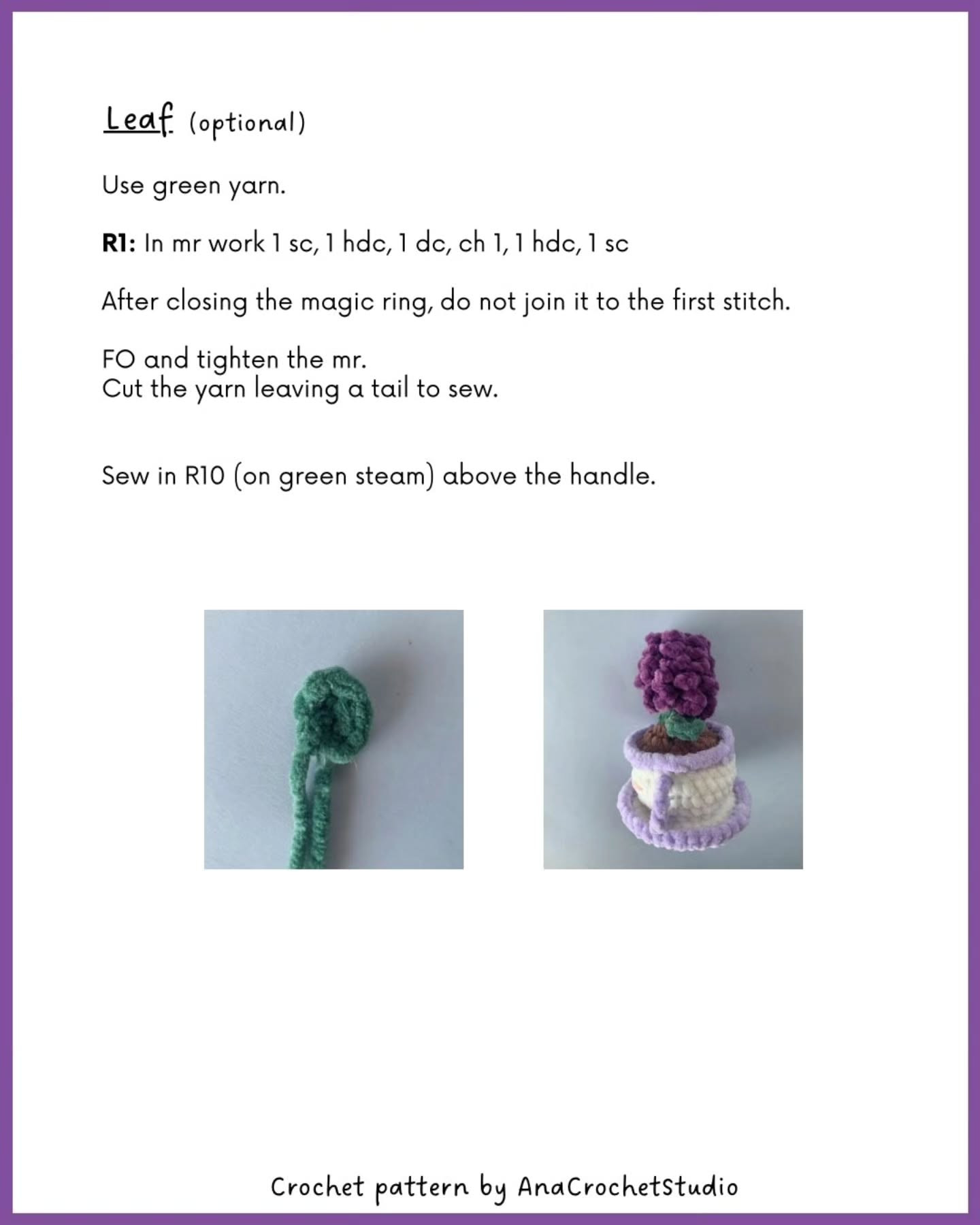 Free Crochet Pattern: Flower in a Teacup by AnaCrochetStudio