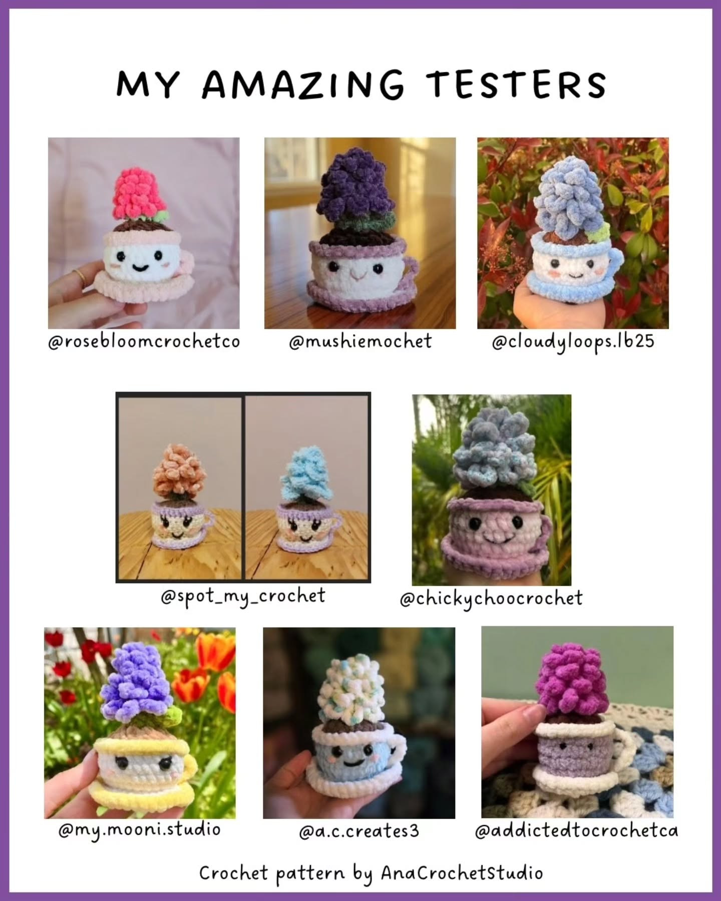 Free Crochet Pattern: Flower in a Teacup by AnaCrochetStudio