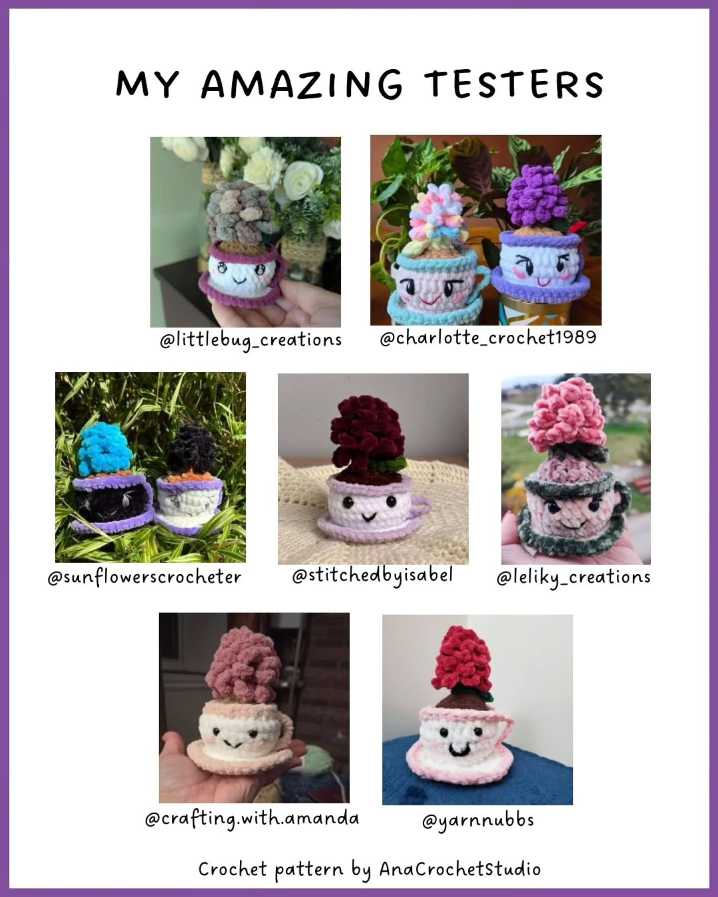 Free Crochet Pattern: Flower in a Teacup by AnaCrochetStudio