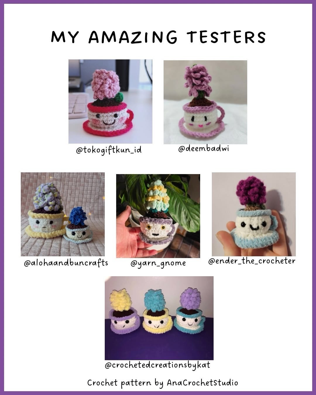 Free Crochet Pattern: Flower in a Teacup - Cute Amigurumi with Chenille Yarn by AnaCrochetStudio