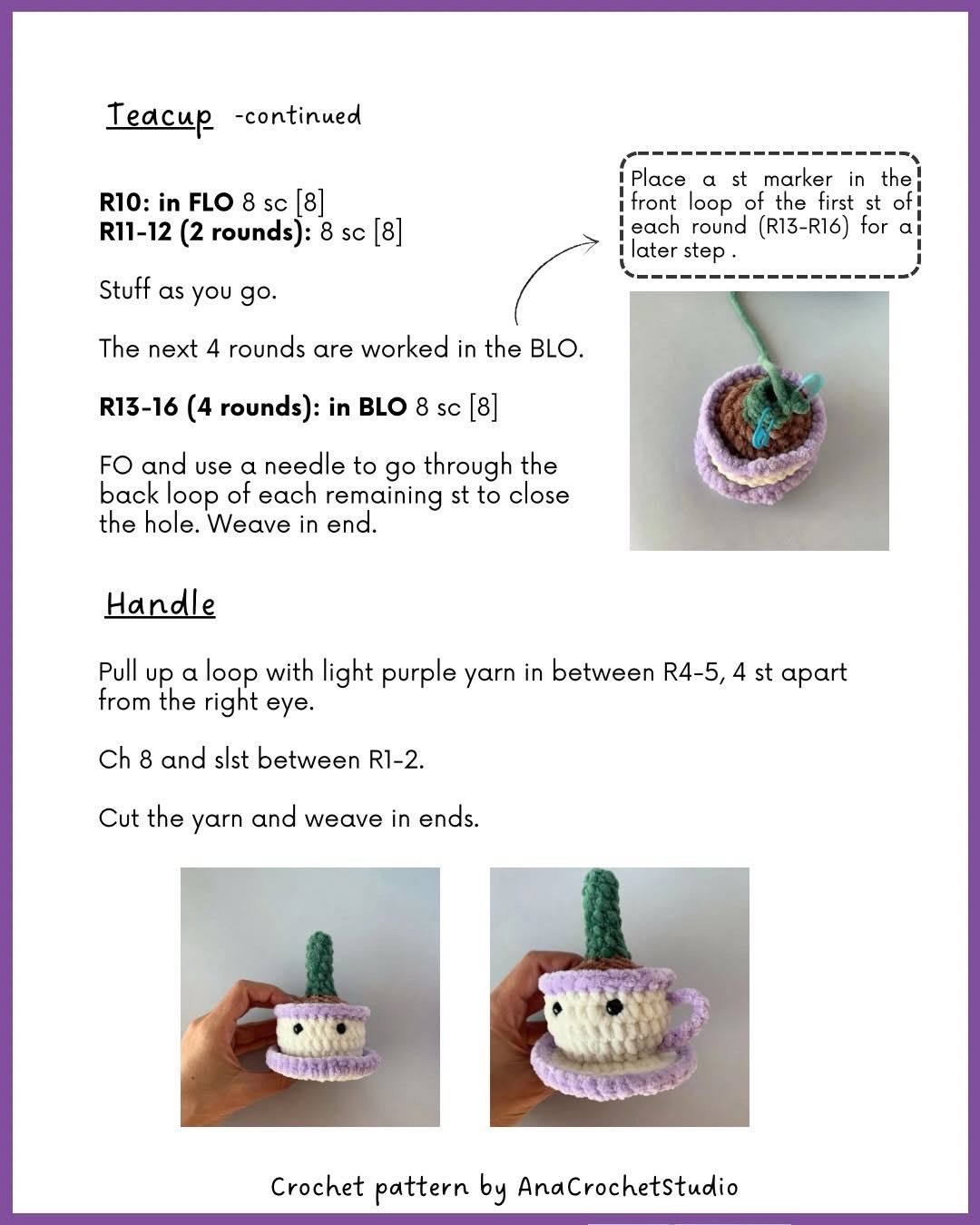 Free Crochet Pattern: Flower in a Teacup - Cute Amigurumi with Chenille Yarn by AnaCrochetStudio