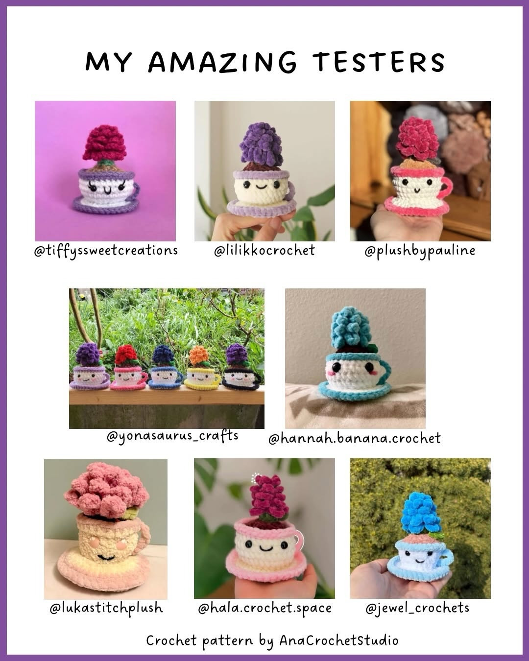 Free Crochet Pattern: Flower in a Teacup - Cute Amigurumi with Chenille Yarn by AnaCrochetStudio