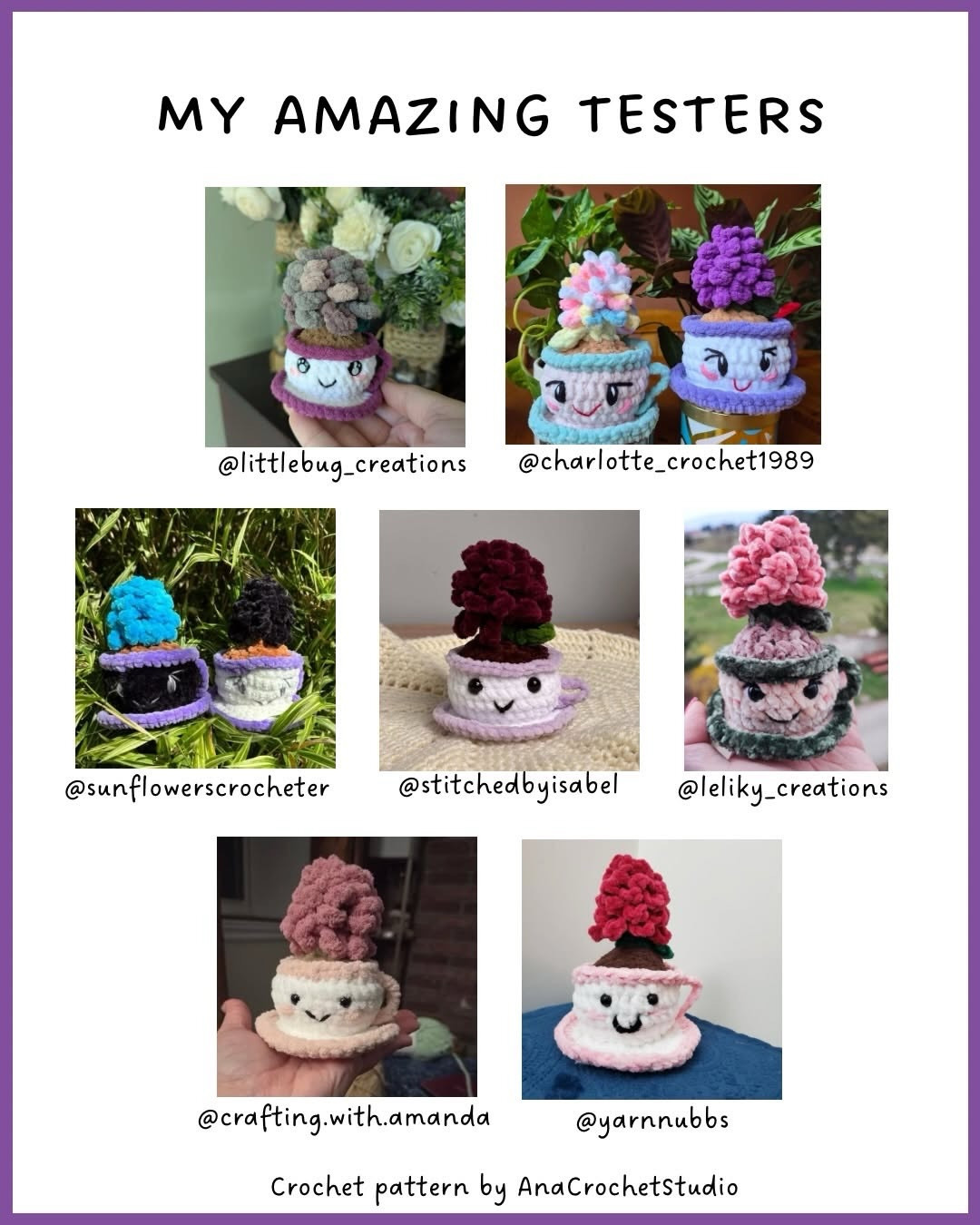 Free Crochet Pattern: Flower in a Teacup - Cute Amigurumi with Chenille Yarn by AnaCrochetStudio