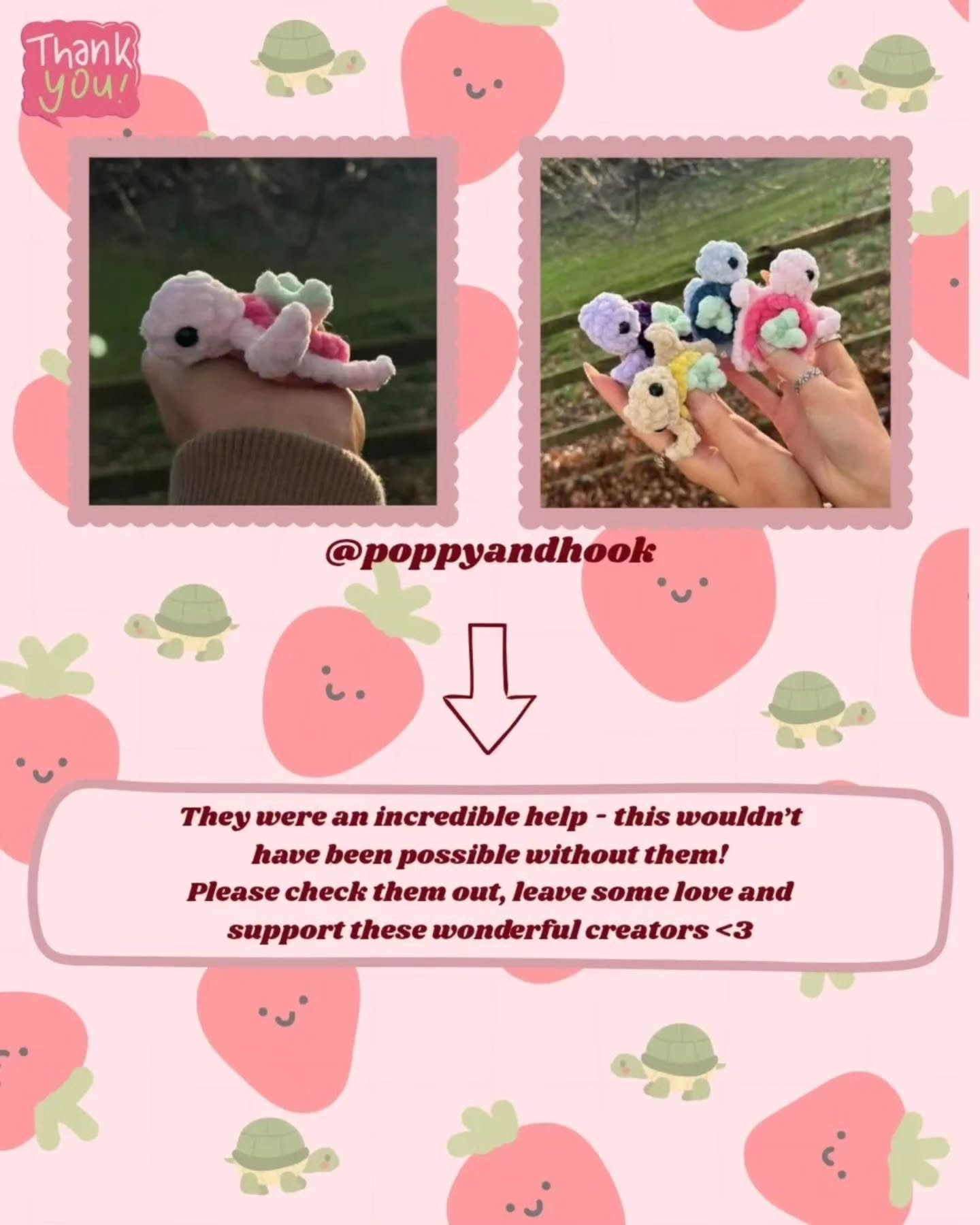 Free Crochet Pattern for Baby Strawberry Turtle Amigurumi with Chenille Yarn