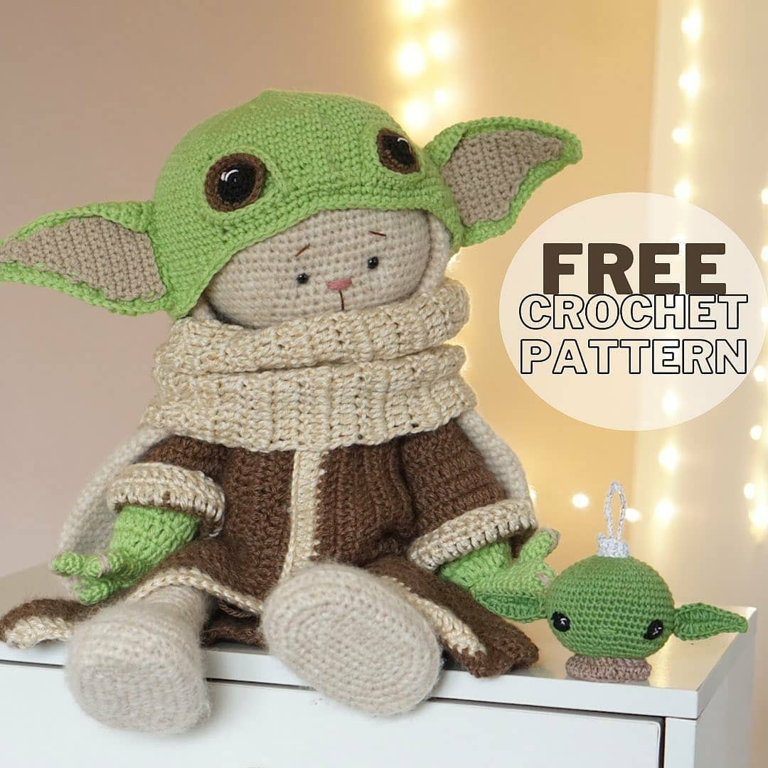 Free Crochet Pattern for Baby Yoda Amigurumi Doll with Detailed Instructions